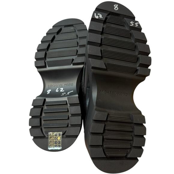 Michael Kors Womens Shoes Size 8 Shiloh Leather Loafer Black Chunky Platform - Picture 4 of 13